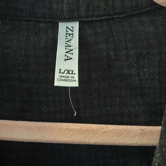 Zenana Outfitters Black Button-Up Dress gauze mineral washed L/XL EUC - Picture 4 of 6